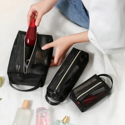Black Mesh Travel Essentials Toiletry Bag - Image 5