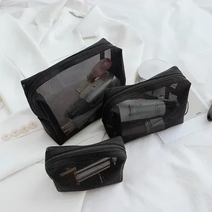 Black Mesh Travel Essentials Toiletry Bag - Image 2