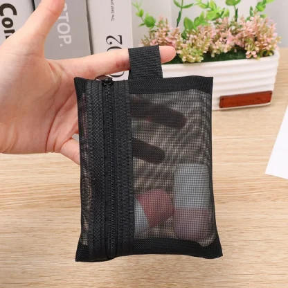 Black Mesh Travel Essentials Toiletry Bag