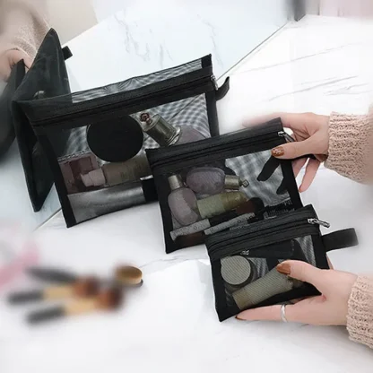 Black Mesh Travel Essentials Toiletry Bag - Image 4