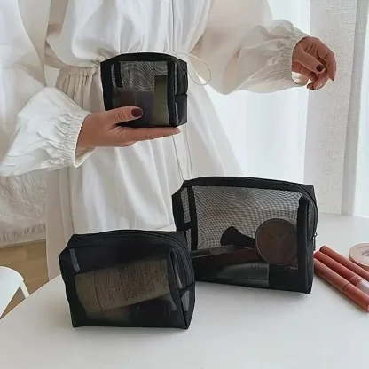 Black Mesh Travel Essentials Toiletry Bag - Image 3