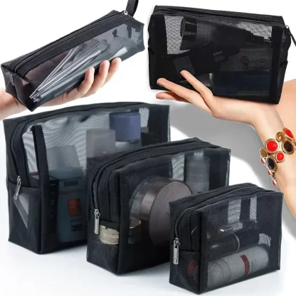 Black Mesh Travel Essentials Toiletry Bag - Image 7
